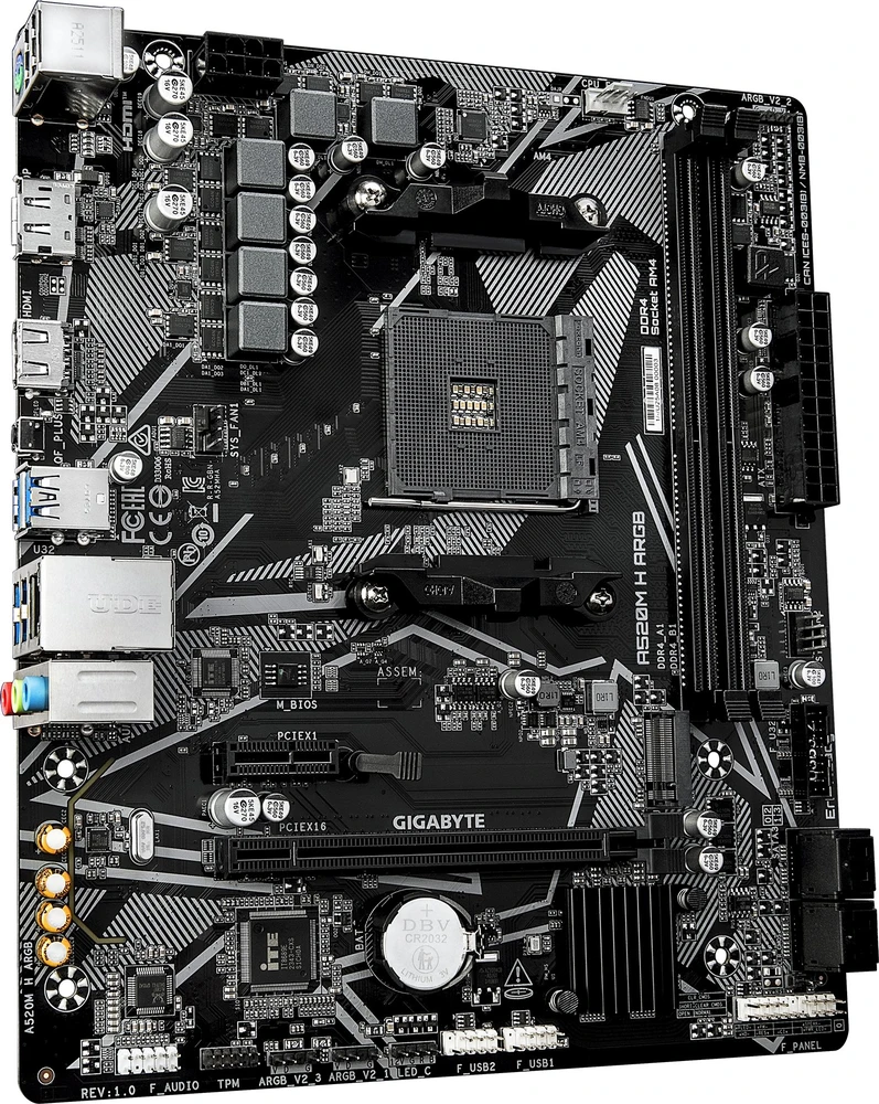 GIGABYTE A520M H ARGB pagrindinė plokštė AMD A520 AM4 lizdas „micro ATX“