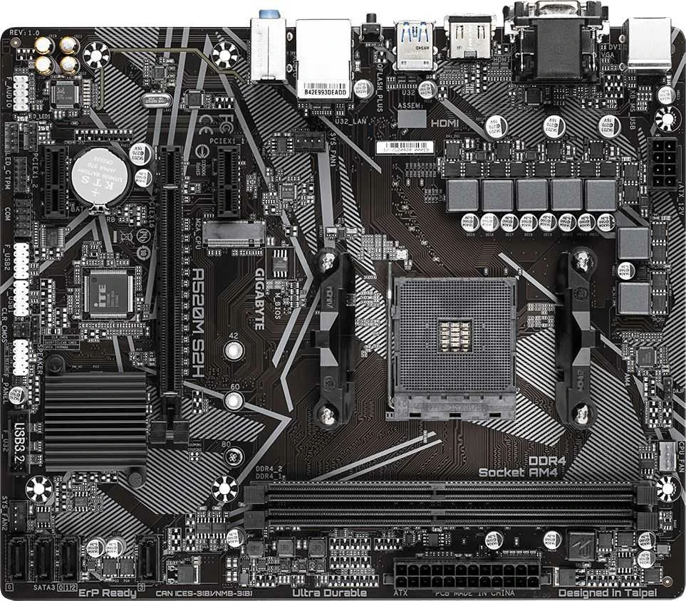 Pagrindinė plokštė Gigabyte AMD A520 S2H AM4 Micro ATX