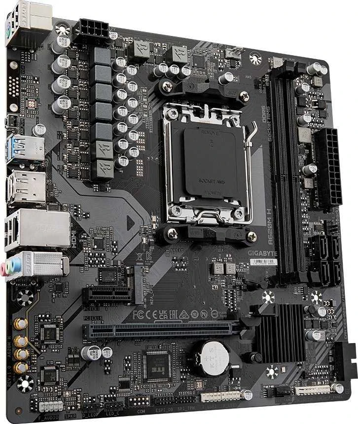 Pagrindinė plokštė Gigabyte Gigabaitas | A620M H 1,0 M/B | Procesorių šeima AMD | Procesoriaus lizdas AM5 | DDR5 DIMM | Atminties lizdai 2 | Palaikomos standžiojo disko sąsajos SATA, M.2 | SATA jungčių skaičius 4 | Lustų rinkinys AMD A620 | Mikro ATX