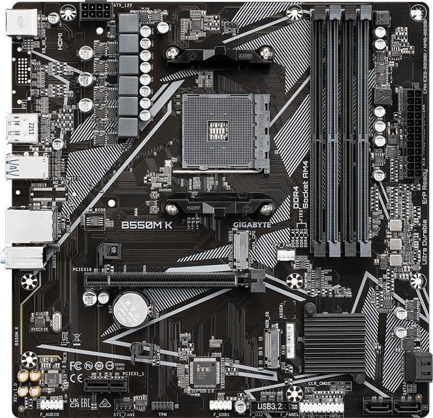 Pagrindinė plokštė Gigabyte B550M K, AM4, DDR4