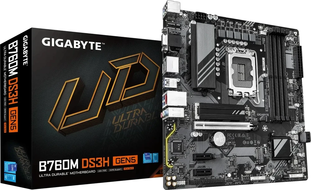 Pagrindinė plokštė „Gigabyte B760M DS3H GEN5“ | Procesorių šeima „Intel“ | Procesoriaus lizdas LGA1700 | Palaikomos standžiojo disko sąsajos SATA, M.2 | SATA jungčių skaičius: 4