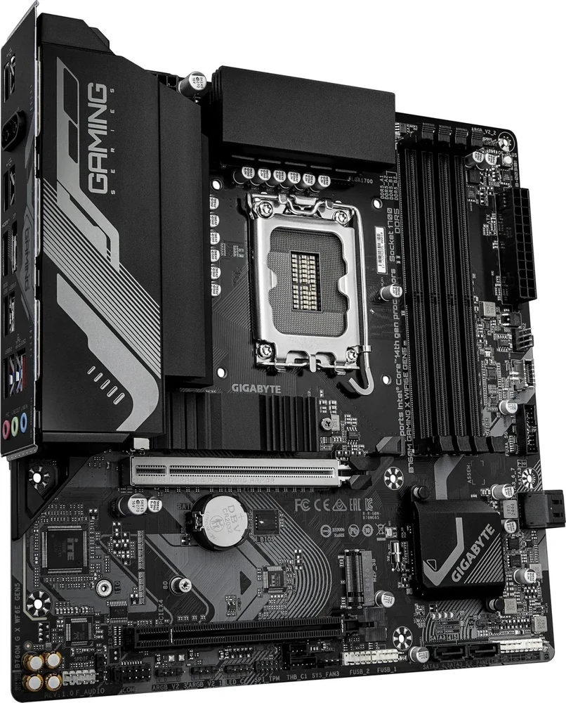 Pagrindinė plokštė „Gigabyte B760M GAMING X WIFI6E GEN5“ | Procesorių šeima „Intel“ | Procesoriaus lizdas LGA1700 | DDR5 | Palaikomos kietojo disko sąsajos SATA, M.2 | SATA jungčių skaičius: 4