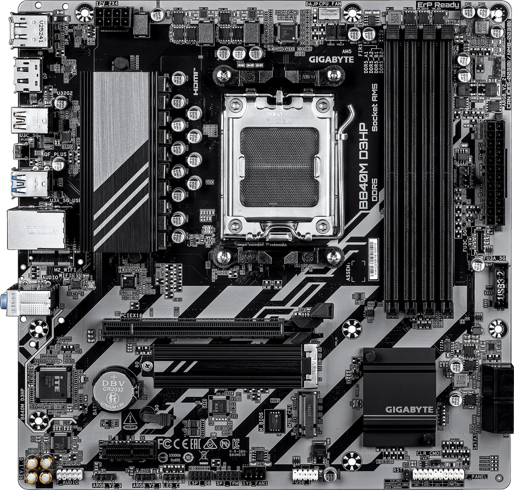 GIGABYTE B840M D3HP pagrindinė plokštė AMD B840 AM5 lizdas „micro ATX“