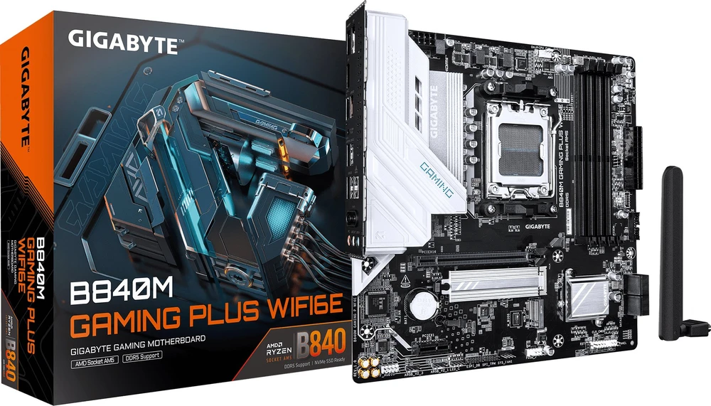 Pagrindinė plokštė GIGABYTE B840M GAMING PLUS WIFI6E AMD B840 AM5 lizdas „micro ATX“