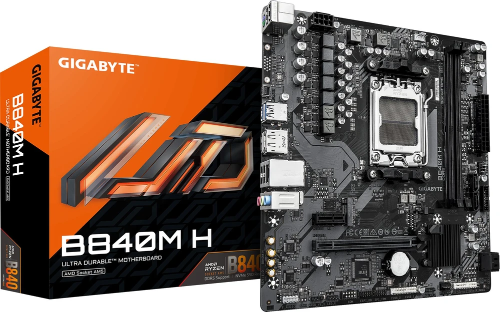 GIGABYTE B840M H pagrindinė plokštė AMD B840 AM5 lizdas „micro ATX“