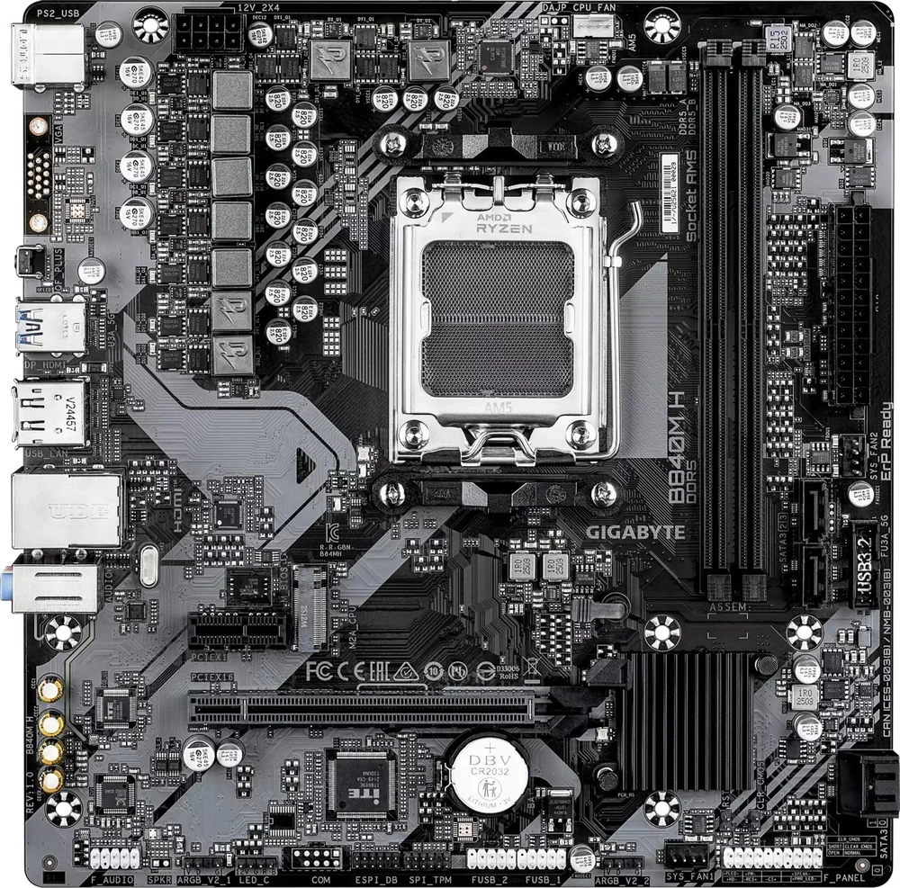 GIGABYTE B840M H pagrindinė plokštė AMD B840 AM5 lizdas „micro ATX“