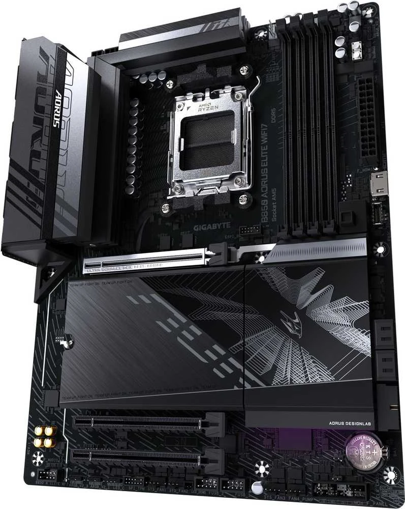 Pagrindinė plokštė „Gigabyte B850 A ELITE WF7“ | Procesorių šeima AMD | Procesoriaus lizdas AM5 | DDR5 | Palaikomos kietojo disko sąsajos SATA, M.2 | SATA jungčių skaičius 4