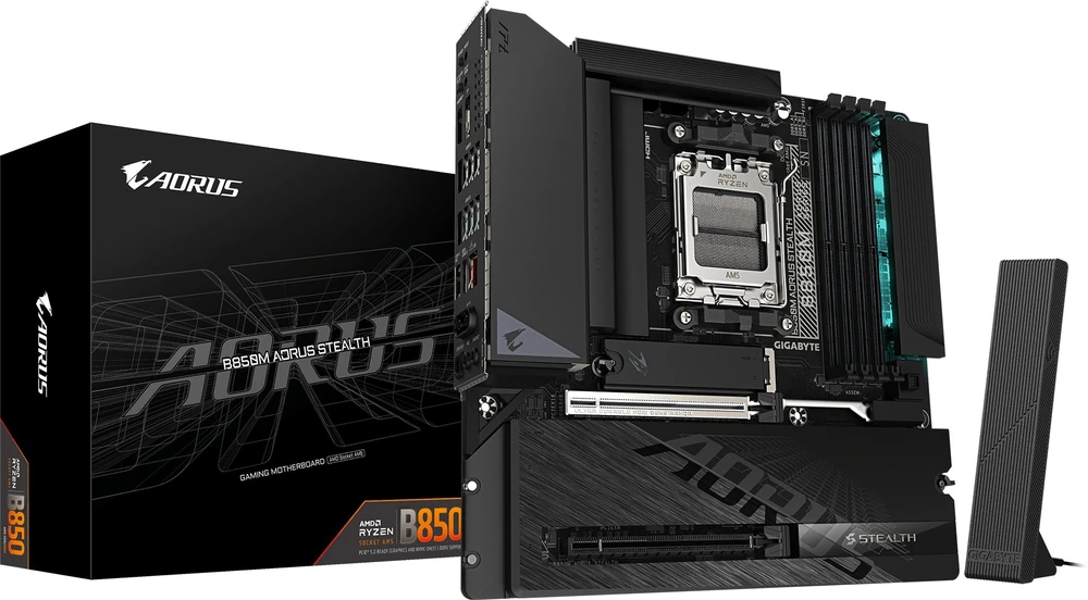 Pagrindinė plokštė Pamatplāksne Gigabyte B850M AORUS STEALTH AMD B850 AM5 ligzda micro ATX pamatplāksne