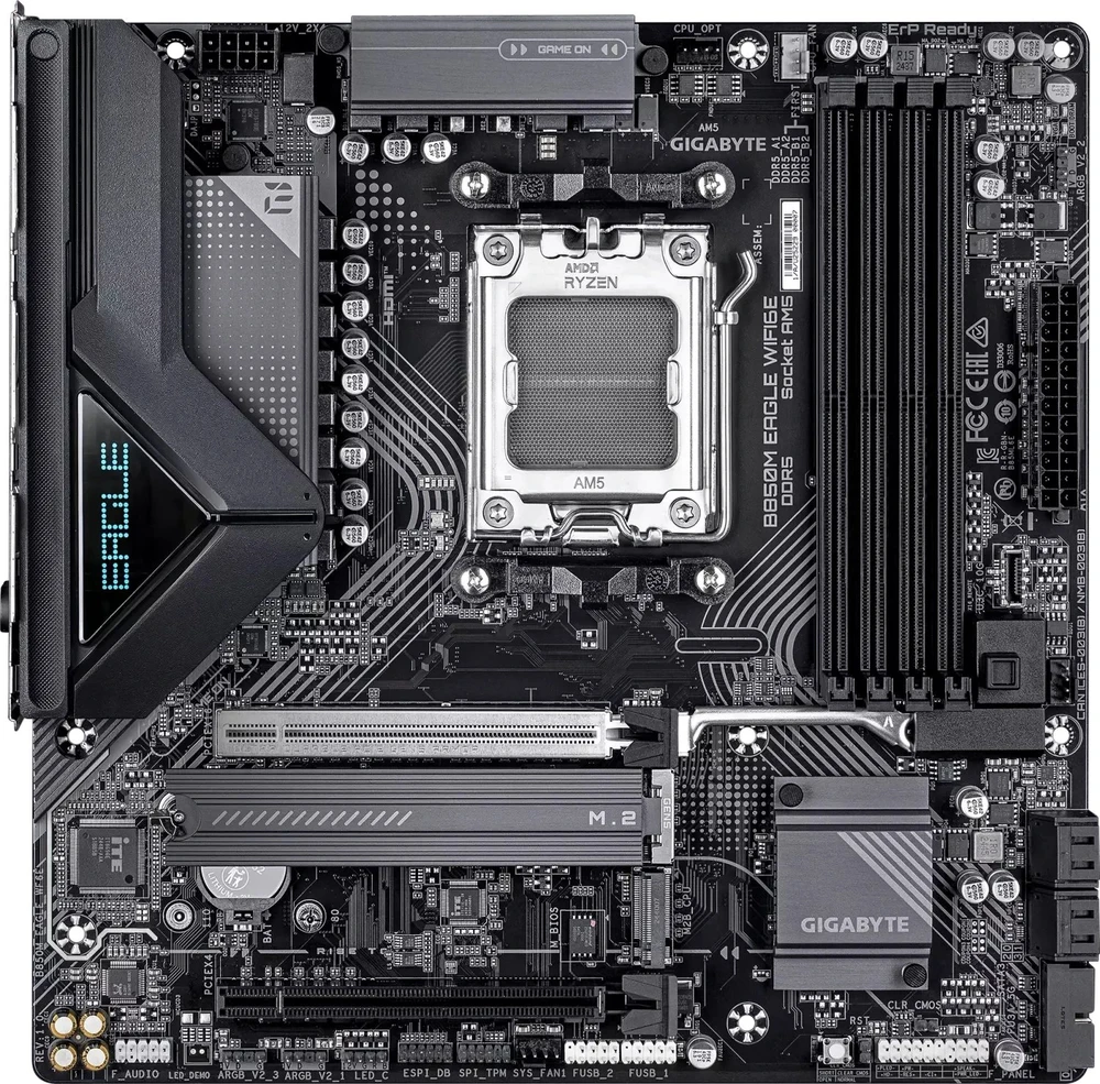 Pagrindinė plokštė „Gigabyte B850M EAGLE WF6E“ | Procesorių šeima AMD | Procesoriaus lizdas AM5 | DDR5 | Palaikomos kietojo disko sąsajos SATA, M.2 | SATA jungčių skaičius 4