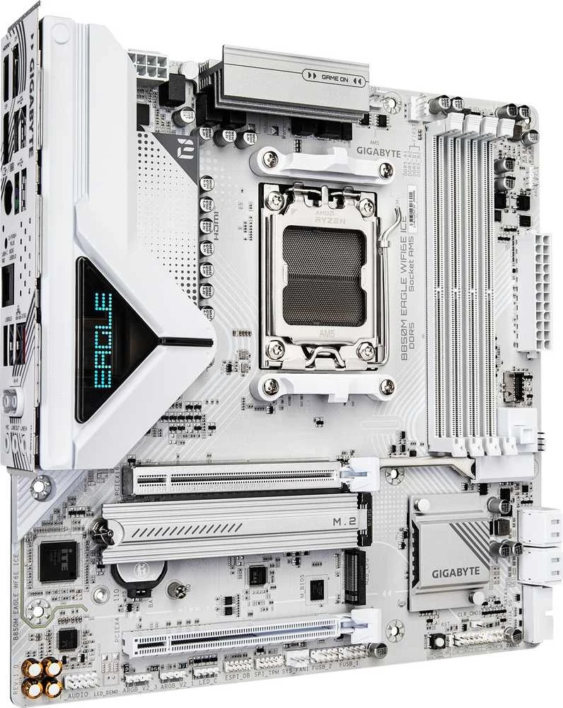 Pagrindinė plokštė „Gigabyte B850M EAGLE WF6E ICE“ | Procesorių šeima AMD | Procesoriaus lizdas AM5 | DDR5 | Palaikomos kietojo disko sąsajos SATA, M.2 | SATA jungčių skaičius 4