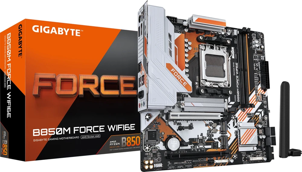 Pagrindinė plokštė „Gigabyte B850M FORCE WIFI6E“ (1.0 rev.) | Procesorių šeima AMD | Procesoriaus lizdas AM5 | DDR5 | Palaikomos kietojo disko sąsajos SATA, M.2 | SATA jungčių skaičius 4