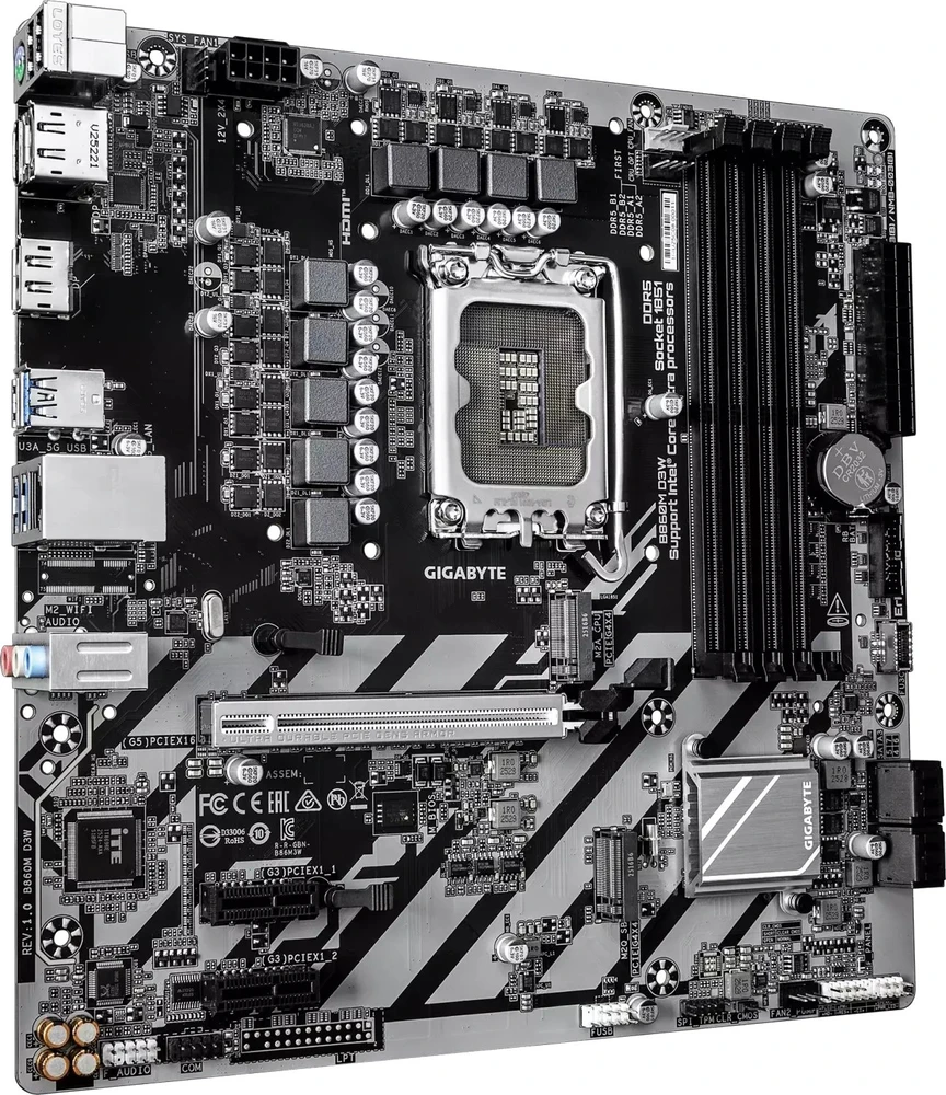 GIGABYTE B860M D3W pagrindinė plokštė Intel B860 LGA 1851 (Socket V1) „micro ATX“