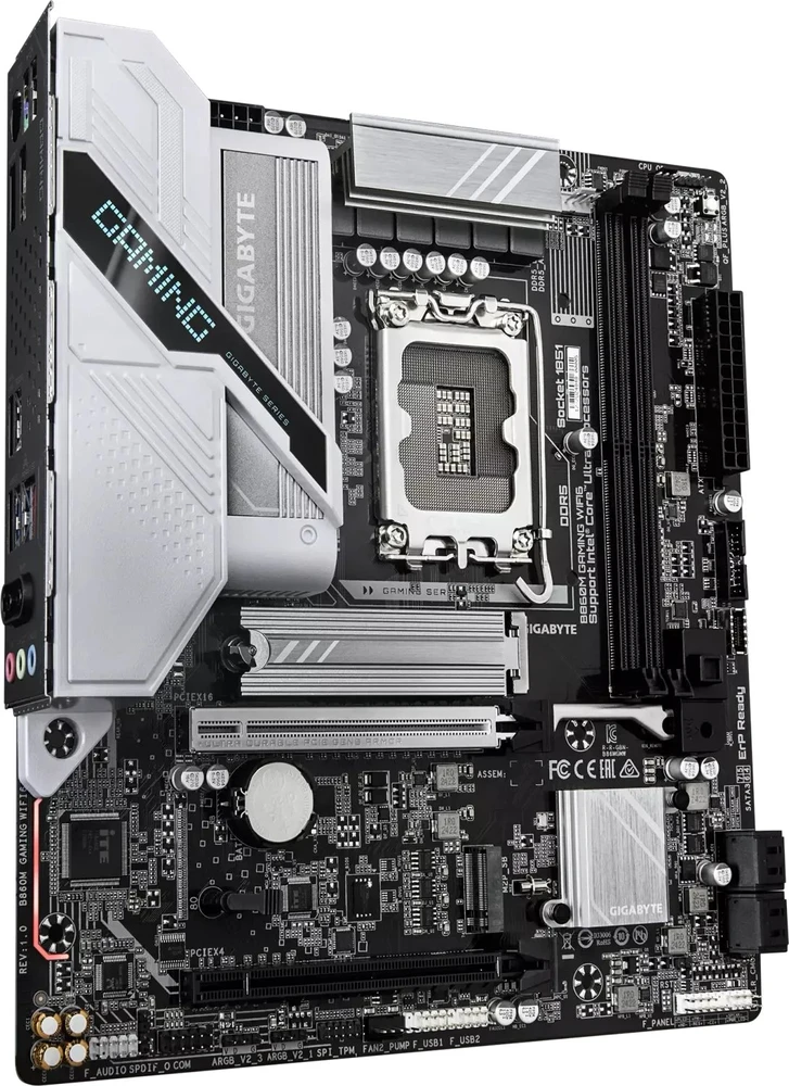 Pagrindinė plokštė Gigabyte B860M GAMING WIFI6 | Procesorių šeima Intel | Procesoriaus lizdas LGA1851 | DDR5 | Palaikomos standžiojo disko sąsajos M.2, SATA | SATA jungčių skaičius 4