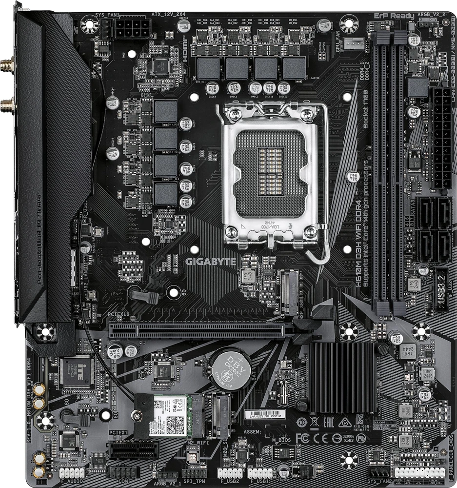 Pagrindinė plokštė „Gigabyte H610M D3H WIFI DDR4“ | Procesoriaus šeima „Intel“ | Procesoriaus lizdas LGA1700 | Palaikomos standžiojo disko sąsajos SATA, M.2 | SATA jungčių skaičius: 4
