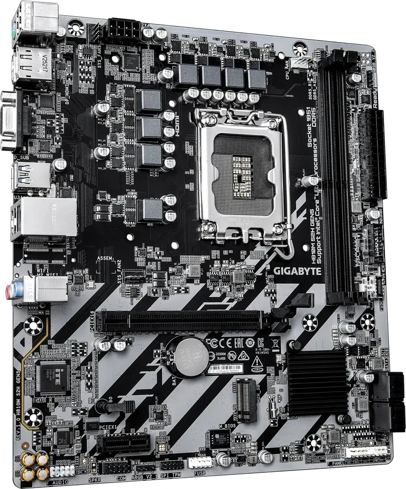 Pagrindinė plokštė „Gigabyte H810M S2H GEN5“ | Procesorių šeima „Intel“ | Procesoriaus lizdas LGA1851 | DDR5 | Palaikomos standžiojo disko sąsajos SATA, M.2 | SATA jungčių skaičius: 4