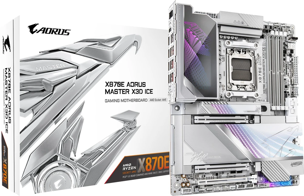 Pagrindinė plokštė Gigabyte X870E AORUS MASTER X ICE (X870,AM5,ATX,DDR5)