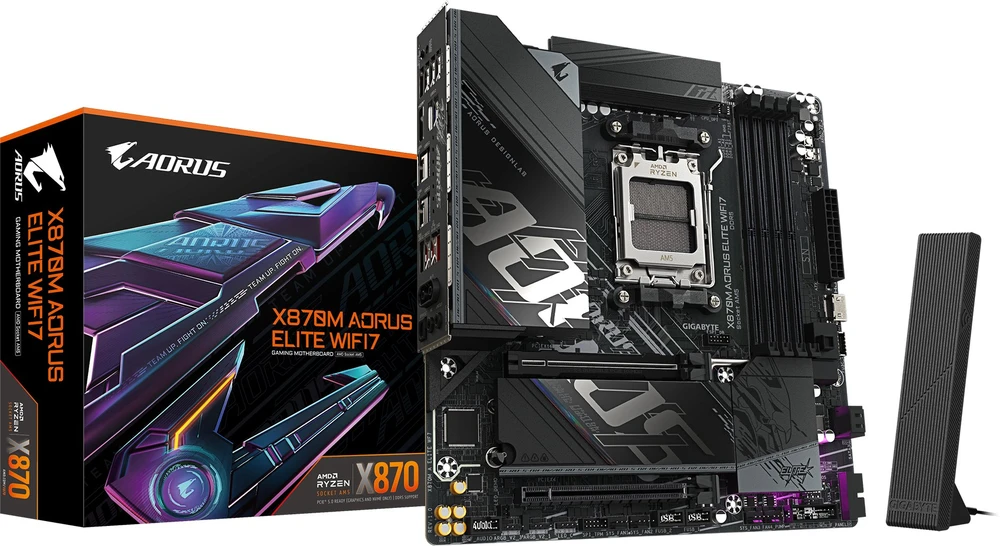Pagrindinė plokštė „Gigabyte X870M AORUS ELITE WIFI7“ | Procesorių šeima AMD | Procesoriaus lizdas AM5 | DDR5 | Palaikomos kietojo disko sąsajos SATA, M.2 | SATA jungčių skaičius 2