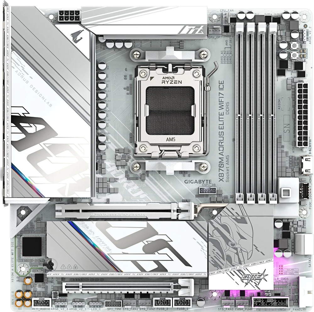Pagrindinė plokštė GIGABYTE X870M A ELITE WF7 ICE AM5