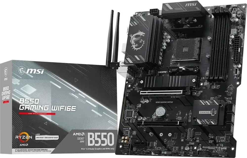 MSI B550 GAMING WIFI6E pagrindinė plokštė AMD B550 AM4 lizdas