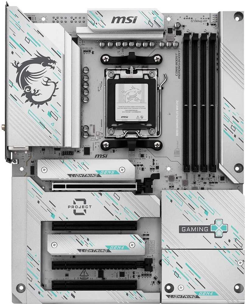 Pagrindinė plokštė MSI B850 GAMING PLUS WIFI PZ | Procesorių šeima AMD B850 | Procesoriaus lizdas AM5 | DDR5 | Palaikomos standžiojo disko sąsajos SATA, M.2 | SATA jungčių skaičius 4
