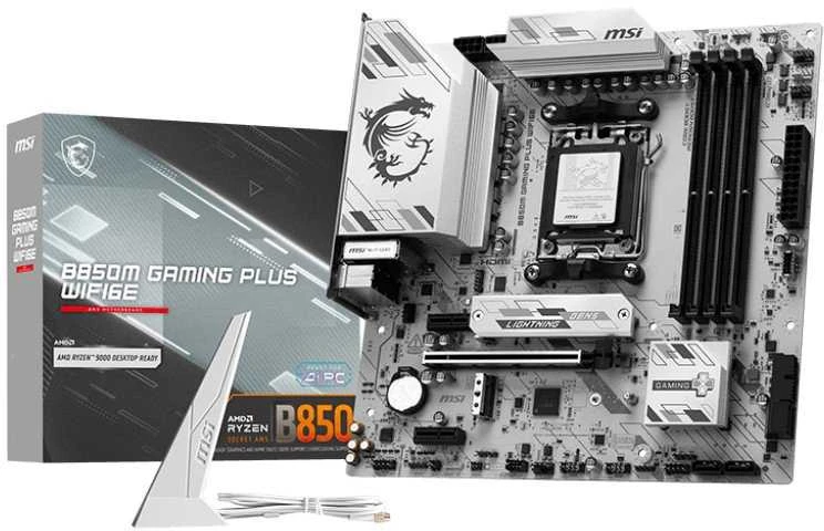 Pagrindinė plokštė MSI B850M GAMING PLUS WIFI6E | Procesorių šeima AMD | Procesoriaus lizdas AM5 | Palaikomos standžiojo disko sąsajos SATA, M.2 | SATA jungčių skaičius 4