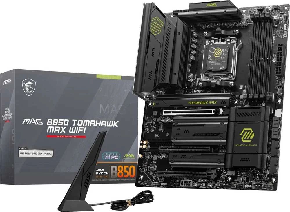 Pagrindinė plokštė MSI MAG B850 TOMAHAWK MAX WIFI | AMD B850 | SAM5 | ATX | Atmintis DDR5 | Atminties lizdai 4 | 3x PCI Express 16x | 4x M.2 | 1x HDMI