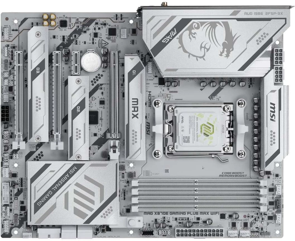 MSI MAG X870E GAMING PLUS MAX WIFI | Procesorių šeima AMD | Procesoriaus lizdas AM5 | DDR5 | Palaikomos standžiojo disko sąsajos SATA, M.2 | SATA jungčių skaičius 4