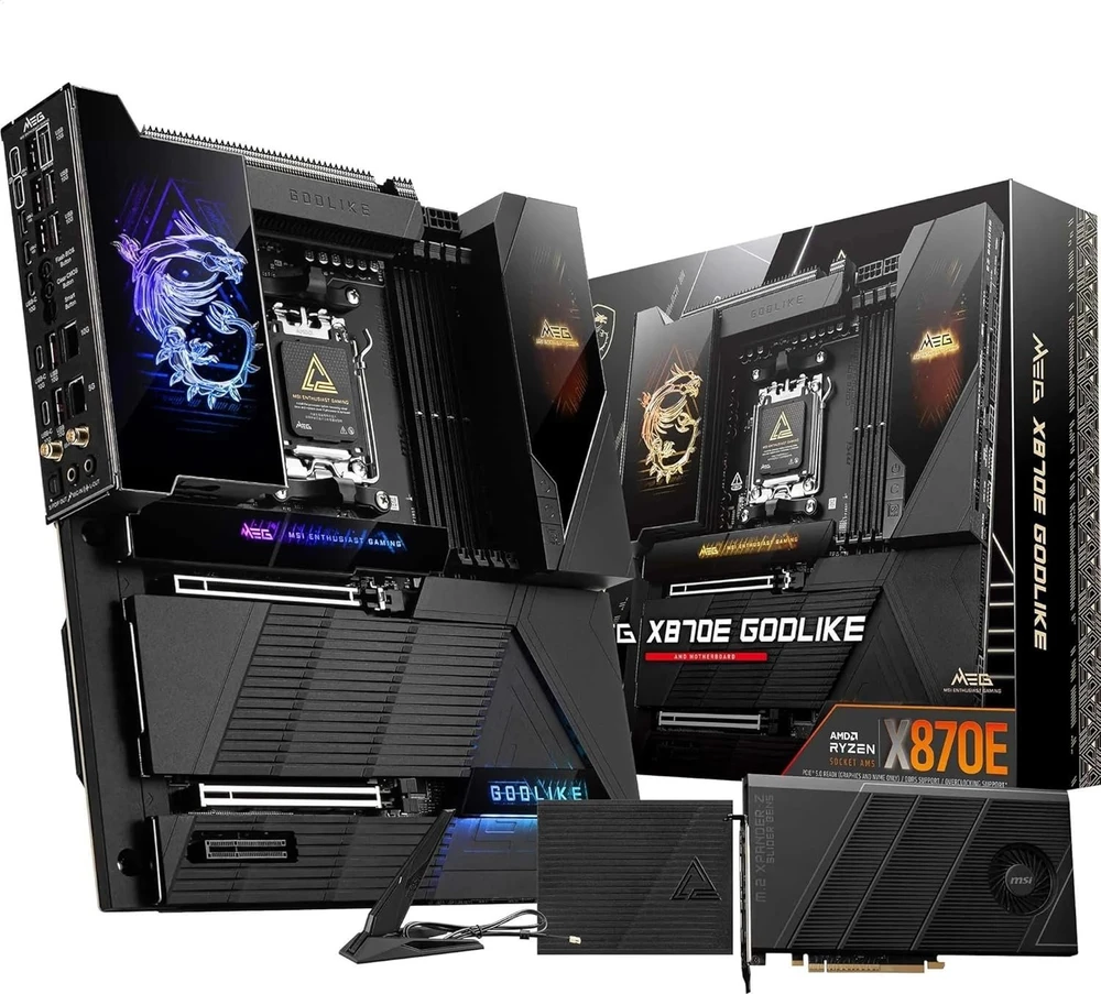 Pagrindinė plokštė MSI MEG X870E GODLIKE | Procesorių šeima AMD | Procesoriaus lizdas AM5 | Palaikomos standžiojo disko sąsajos SATA, M.2 | SATA jungčių skaičius 4