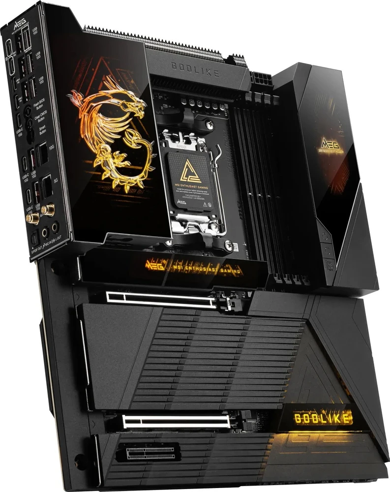 Pagrindinė plokštė MSI MEG X870E GODLIKE | Procesorių šeima AMD | Procesoriaus lizdas AM5 | Palaikomos standžiojo disko sąsajos SATA, M.2 | SATA jungčių skaičius 4
