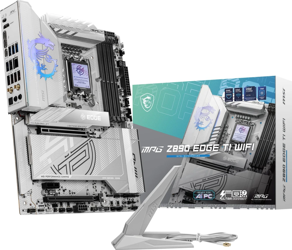 Pagrindinė plokštė MSI MPG Z890 EDGE TI WIFI | Intel Z890 | LGA1851 | ATX | Atmintis DDR5 | Atminties lizdai 4 | 1x PCI-Express 1x | 2xPCI-Express 16x | 5x M.2 | 1x HDMI | 2x Thunderbolt