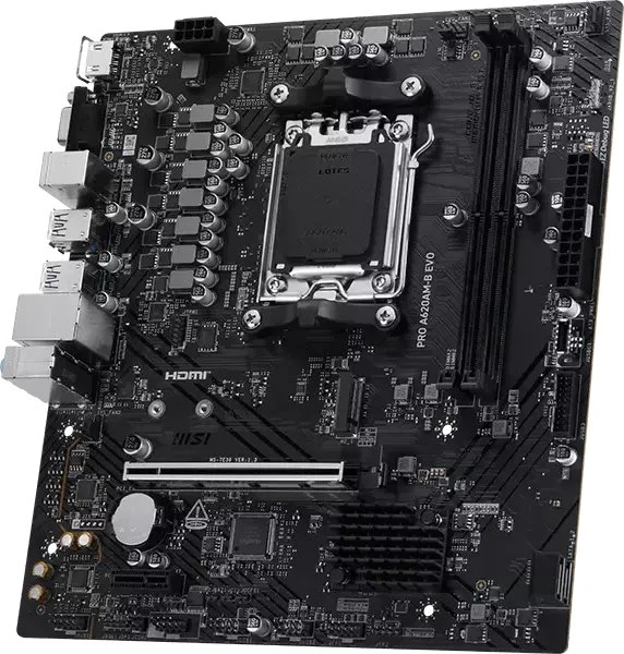 Pagrindinė plokštė MSI PRO A620AM-B EVO | Procesorių šeima AMD | Procesoriaus lizdas AM5 | DDR5 | Palaikomos standžiojo disko sąsajos SATA, M.2 | SATA jungčių skaičius 2