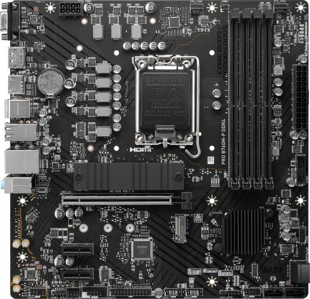 Pagrindinė plokštė MSI PRO B760M-P DDR4/LGA1700/Micro-ATX/Memory DDR4/Atminties lizdai 4/2xPCI-Express 1x/1xPCI-Express 16x/2xM.2/1x15pin D-sub/1xHDMI/1xDisplayPort/4x12x2B. /1xUSB-C/2xPS/2/1xRJ45/3xgarso prievadas