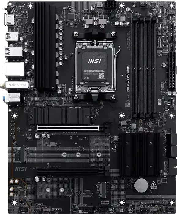 Pagrindinė plokštė PRO B840-S EVO WIFI6E | MSI procesorių šeima AMD | Procesoriaus lizdas AM5 | Palaikomos standžiojo disko sąsajos SATA, M.2 | SATA jungčių skaičius 4