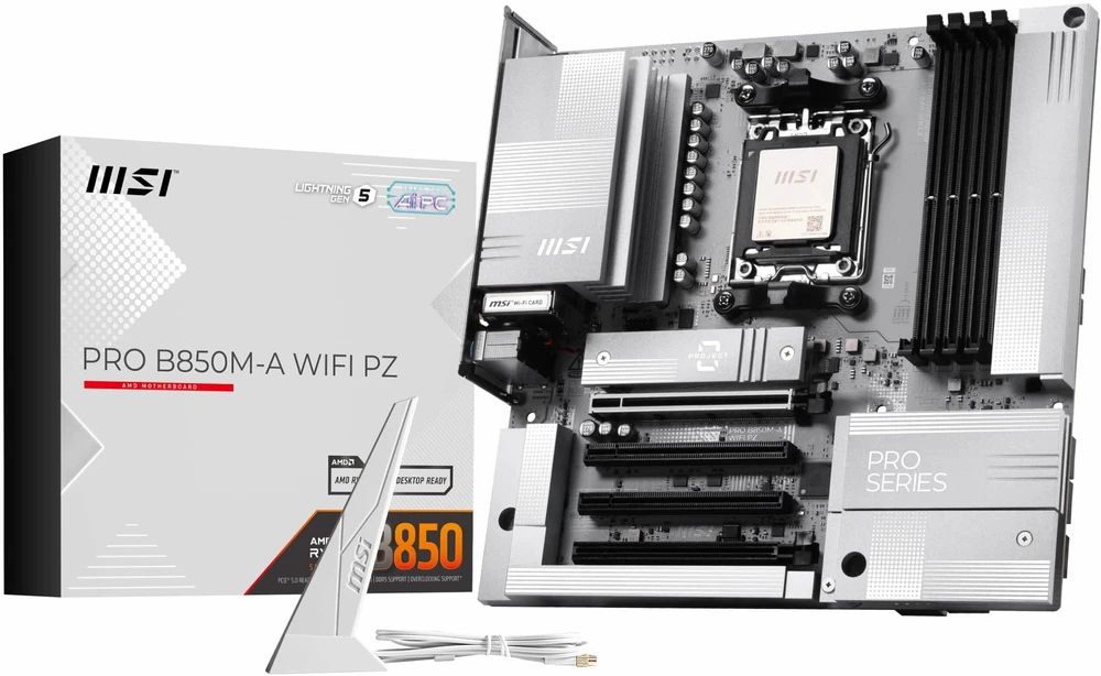 Pagrindinė plokštė MSI AM5 PRO B850M-A WIFI PZ M-ATX AMD B850 Lizdas AM5 micro ATX