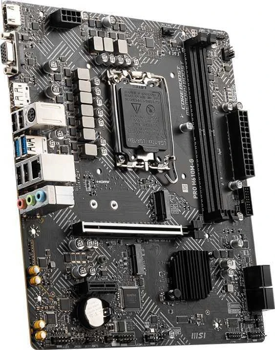 Pagrindinė plokštė MSI | PRO H610M-G | Procesorių šeima Intel | Procesoriaus lizdas LGA1700 | DDR5 | Palaikomos standžiojo disko sąsajos SATA, M.2 | SATA jungčių skaičius 4