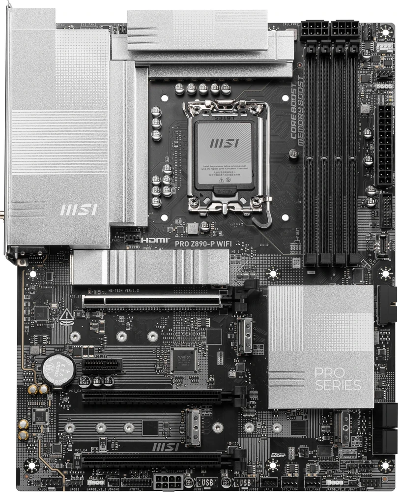 Pagrindinė plokštė MSI PRO Z890-P WIFI | Procesorių šeima Intel | Procesoriaus lizdas LGA1851 | DDR5 UDIMM | Palaikomos standžiojo disko sąsajos SATA, M.2 | SATA jungčių skaičius 4