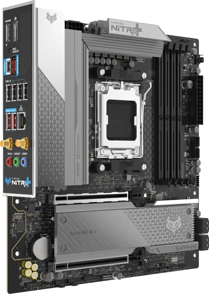 Pagrindinė plokštė Sapphire NITRO+ B850M WIFI AMD B850 Socket AM5 micro ATX plokštė