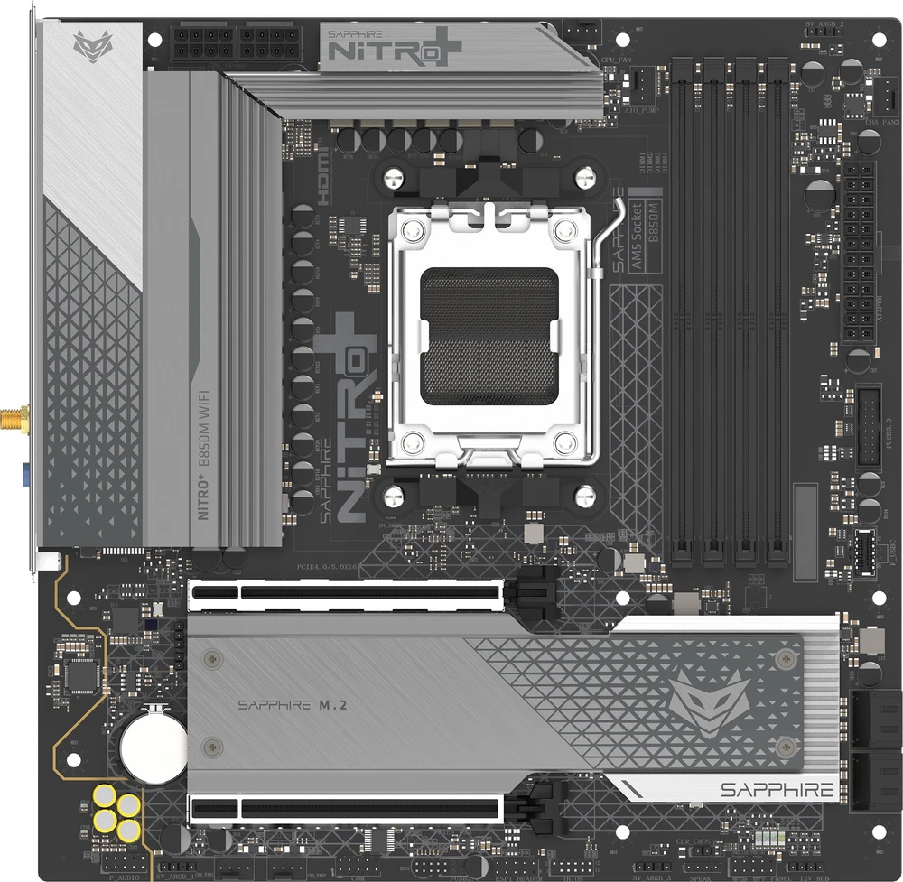 Pagrindinė plokštė Sapphire NITRO+ B850M WIFI AMD B850 Socket AM5 micro ATX plokštė