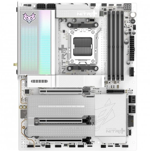 „Sapphire Nitro+ X870EA PhantomLink Polar Edition“ pagrindinė plokštė, AMD X870E, AM5 lizdas, DDR5