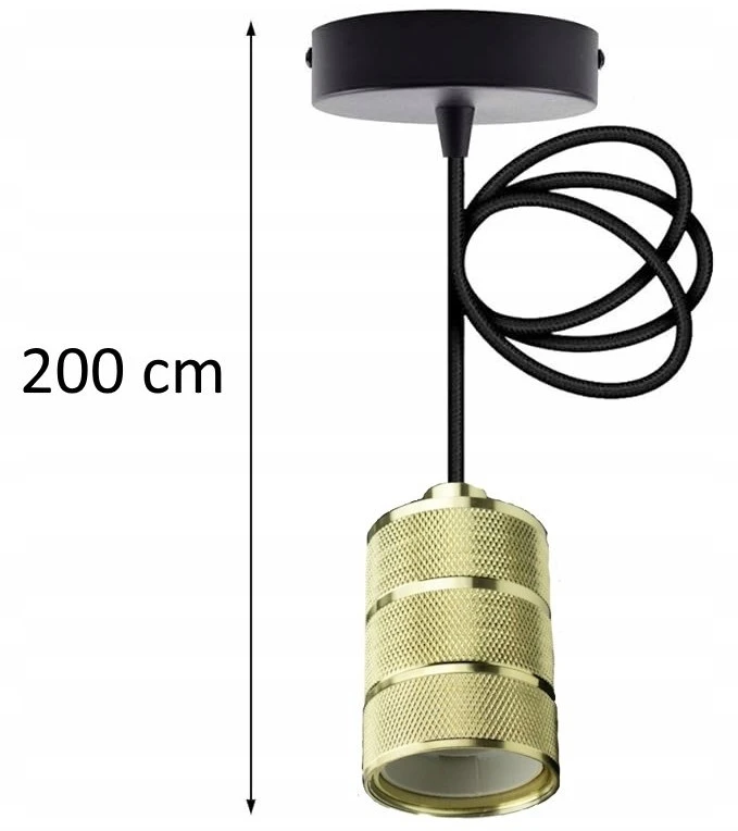 Pakabinamas šviestuvas Ecolight Pakabinama lempa Lubinė pakabinama šviestuvo bazė 2 m E27 Auksinė