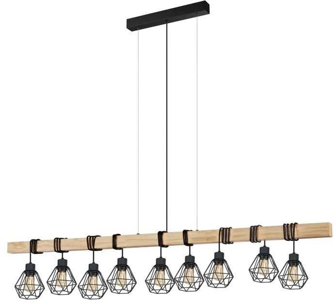 EGLO pakabinamas šviestuvas EGLO TOWNSHEND 5 LONG TABLE 9L Juodas/MEDIENOS FSC
