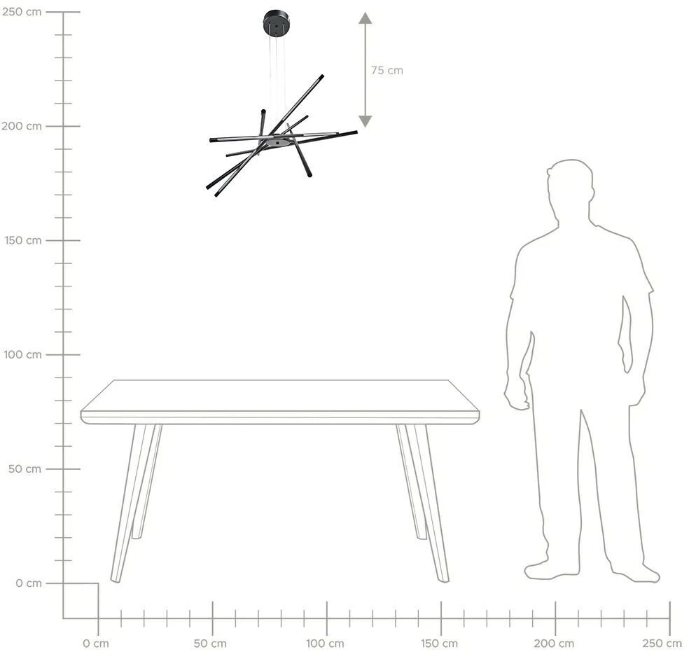 Pakabinamas šviestuvas Beliani Pakabinamas LED šviestuvas PALUN su reguliatoriumi, metalinis, juodas