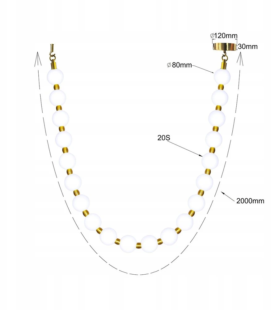 Pakabinamas šviestuvas Kabinama lempa Light Prestige Dorado Rope 2m 16W LED CCT 3000K/4000K/6000K 944lm/899lm/931lm auksinė (LIGHTLP002/2MCCT)
