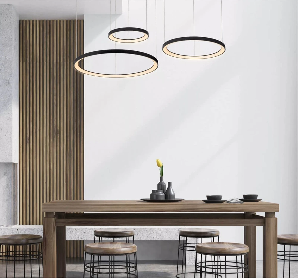 „Lucide Modern Vidal“ LED 120 W juodos spalvos pakabinamas šviestuvas svetainei
