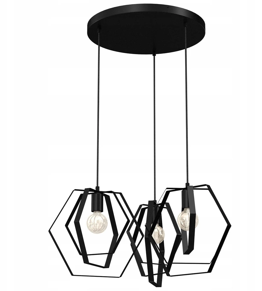 Pakabinamas šviestuvas Luminex Hexagon 1437 pakabinama lempa, kabanti, 3x60W E27, juoda