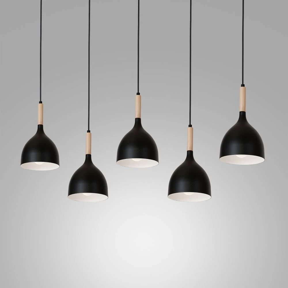 Pakabinamas šviestuvas Luminex Noak Wood 1877 Juodas 5 taškų kabantis šviestuvas