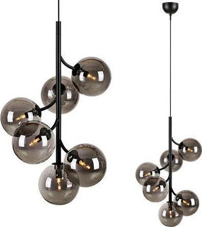 Pakabinamas šviestuvas Markslojd Šiuolaikinė pakabinama LEMPA CALLISTO 108108 Markslojd metalinis gaubtas loft stiliaus PAKABINAMA stikliniai rutuliai juodi dūminiai