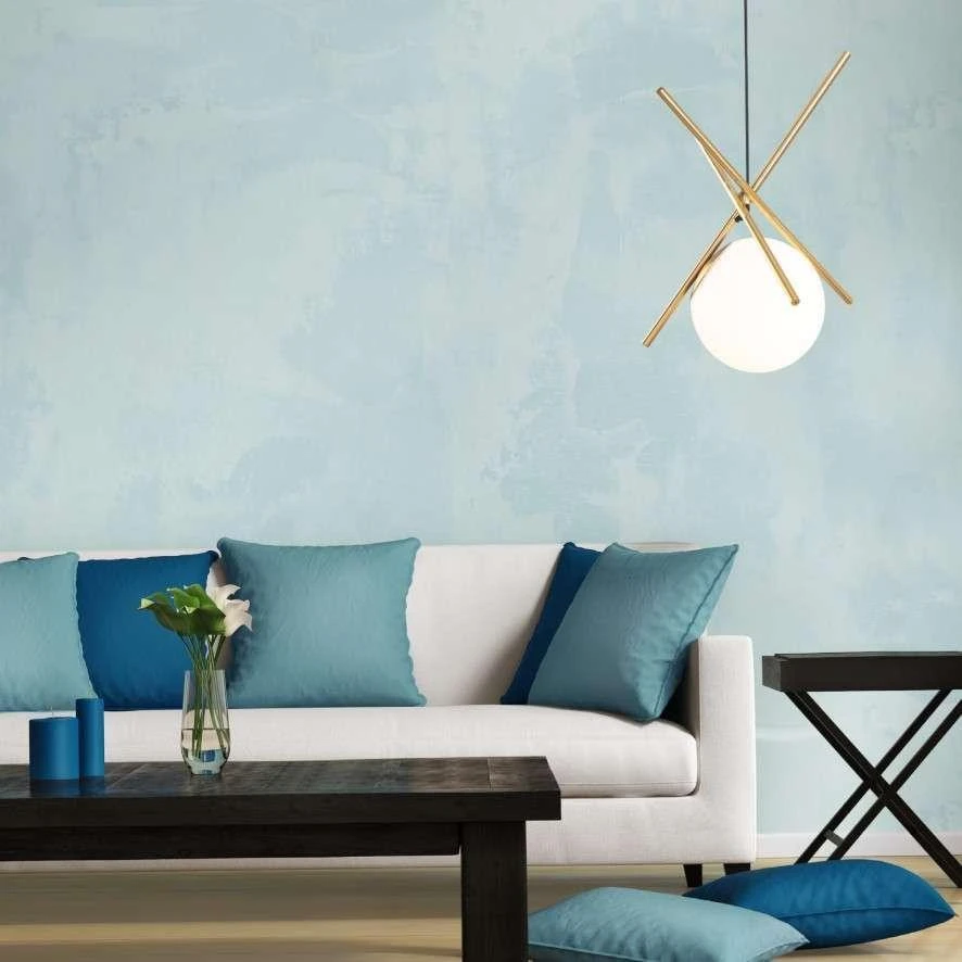 Pakabinamas šviestuvas MAXlight Kabanti lempa Loftinė kabanti lempa XENA P0403 Maxlight metalinis gaubtas stiklinis rutulys pakabinama žalvarinė balta