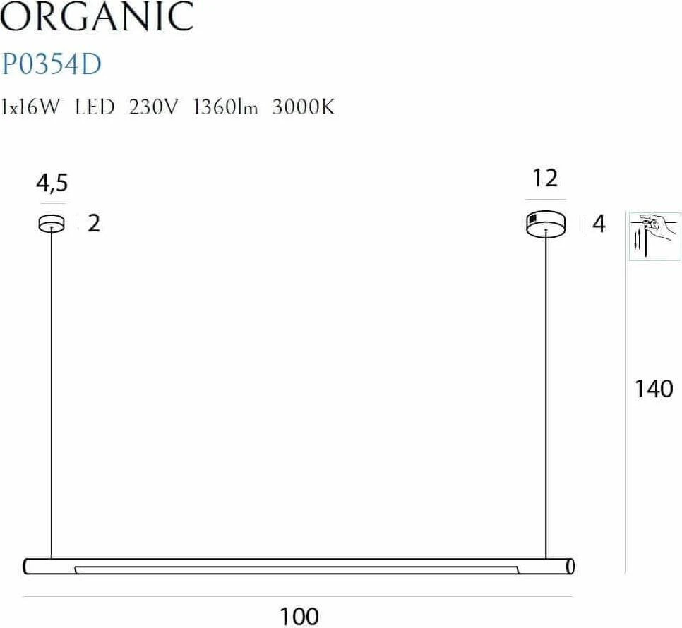 MAXlight pakabinamas šviestuvas HORIZON P0354D Maxlight metalinis šviestuvas pakabinamas LED 16W 3000K juoda juostelė