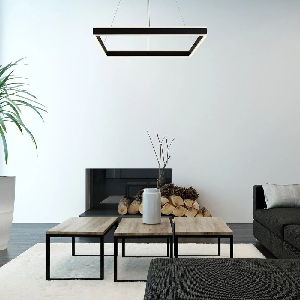 Pakabinamas šviestuvas Rabalux Kabanti lempa Juoda kabanti lempa Quadro LED žiedas 60W 4000K kabantis virš stalo
